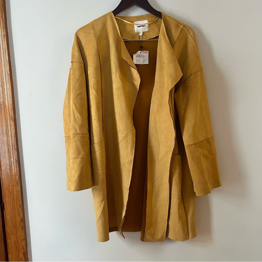 Koton City Trenchcoat Open Front Midi Length Mustard Yellow Size EUR 42/ 12 NEW